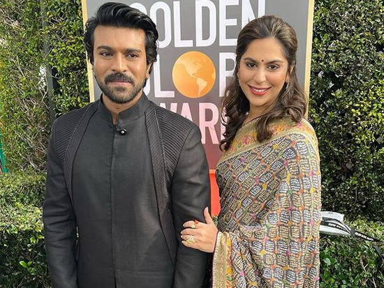 Lovely Couple Charan n Upasana At Golden Globes